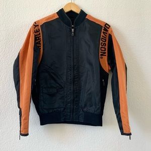 Harley-Davidson, Bar and Shield, Orange/Black, Bomber Jacket, Sz XS